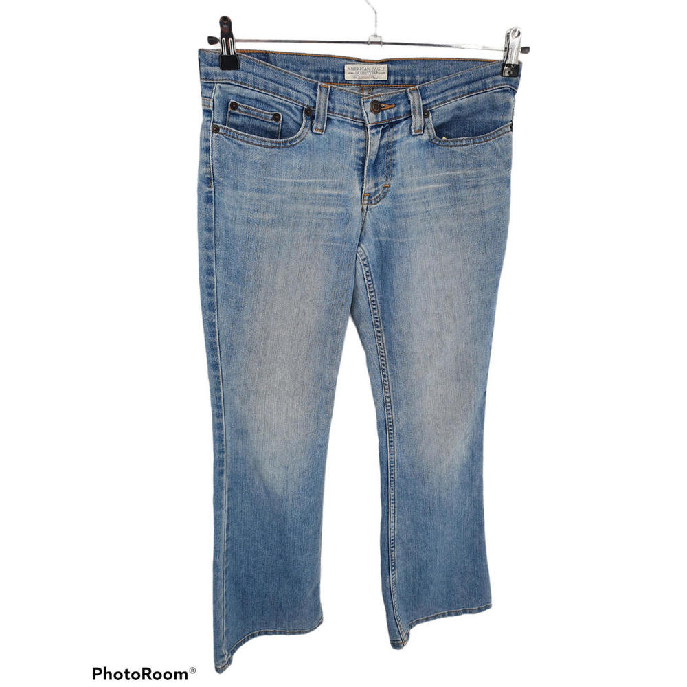 American Eagle Jeans Womens 2 Petite Boot Cut Low Rise STretch Light Wash